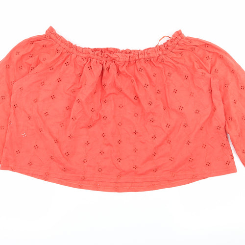 New Look Womens Orange Floral Jersey Basic Blouse Size 18