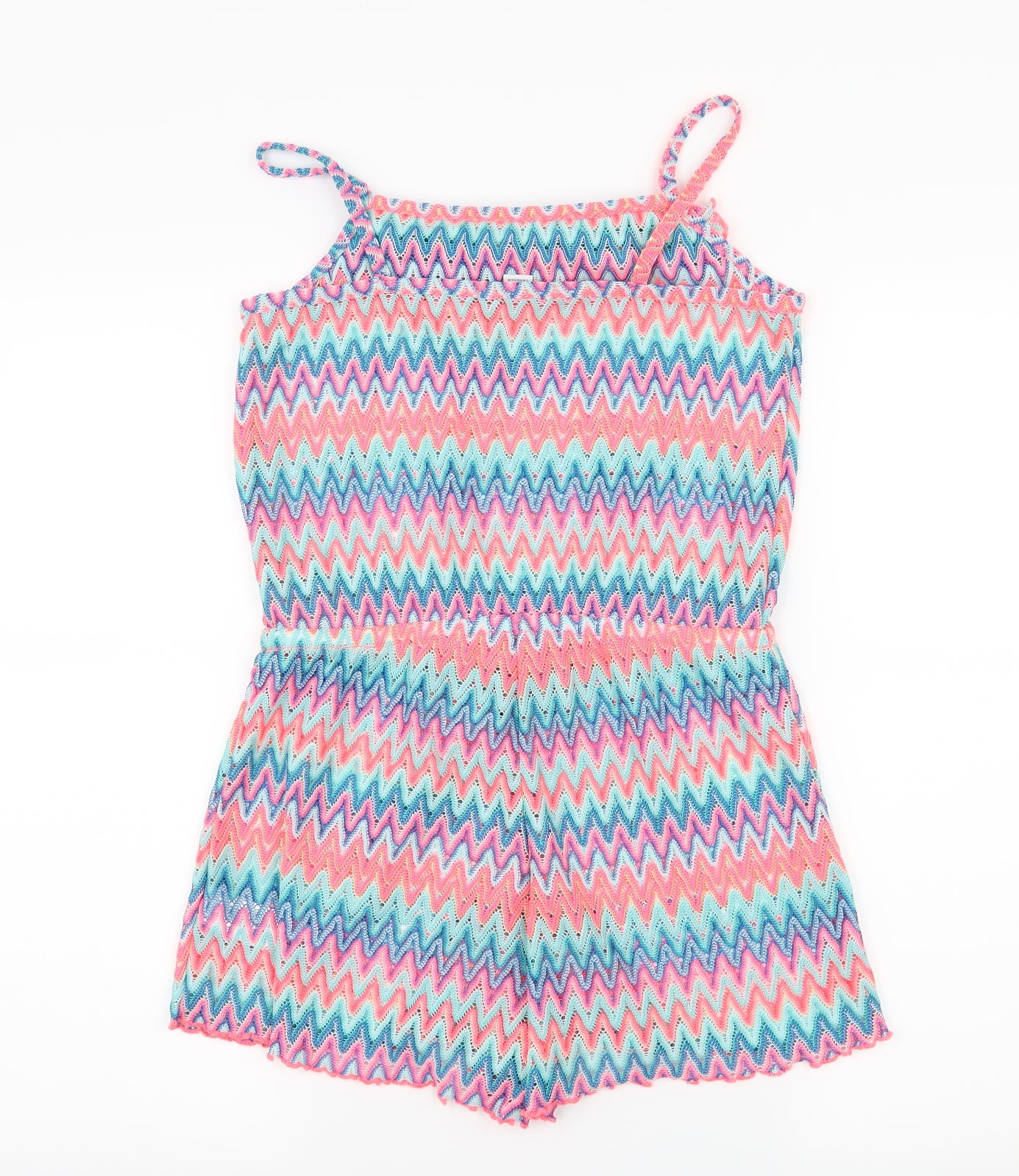 Primark Girls Multicoloured Striped Lace Playsuit One-Piece Size 12-13 Years