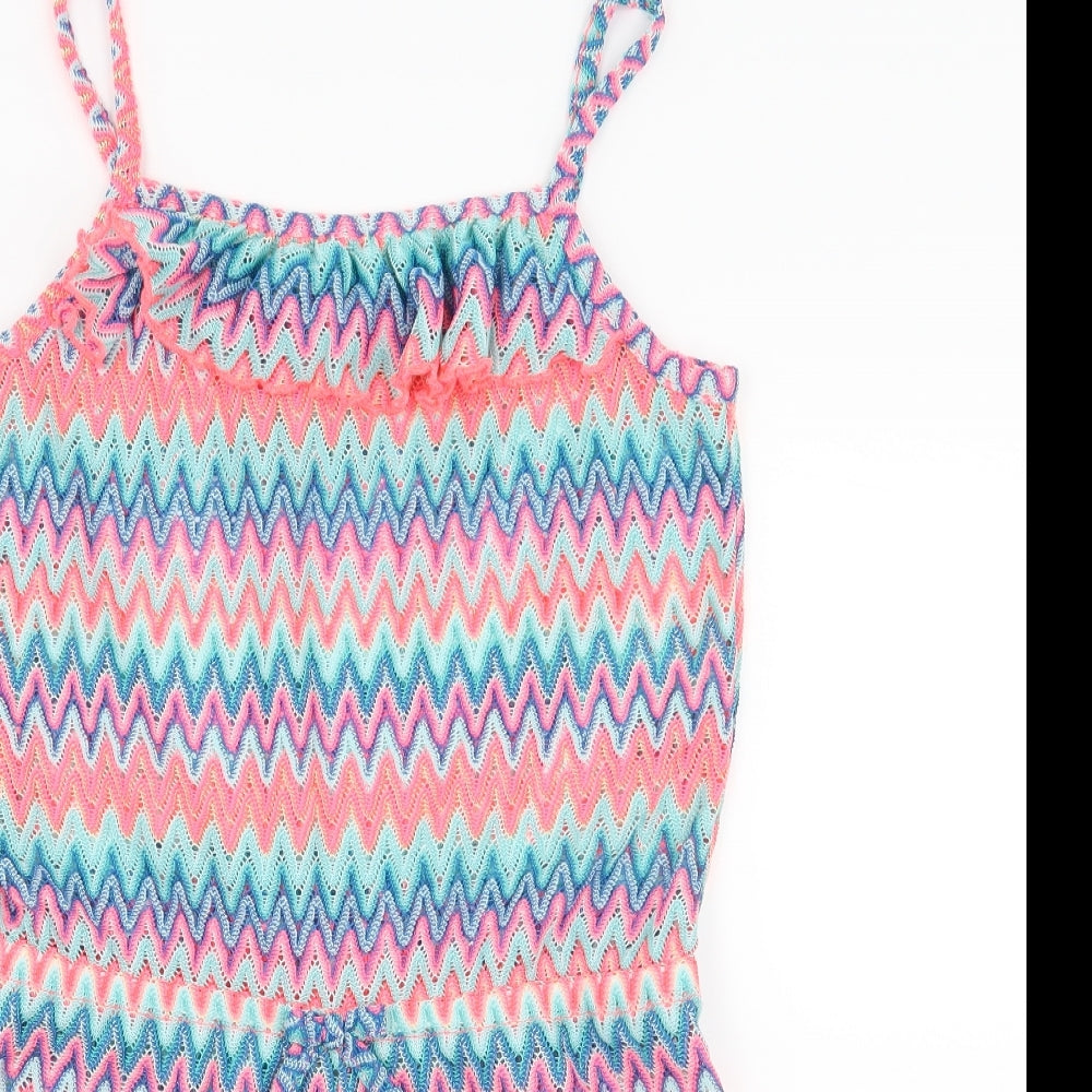 Primark Girls Multicoloured Striped Lace Playsuit One-Piece Size 12-13 Years