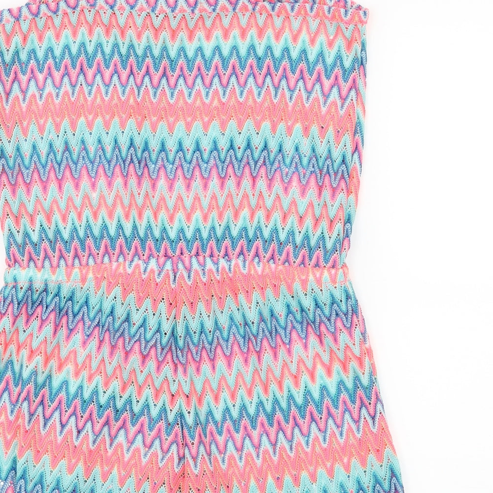 Primark Girls Multicoloured Striped Lace Playsuit One-Piece Size 12-13 Years