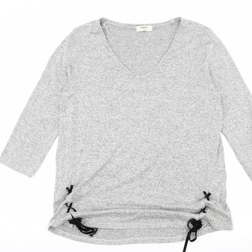 Papaya Womens Grey  Knit Pullover Jumper Size 14  - Lace up detail