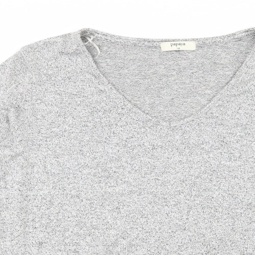 Papaya Womens Grey  Knit Pullover Jumper Size 14  - Lace up detail