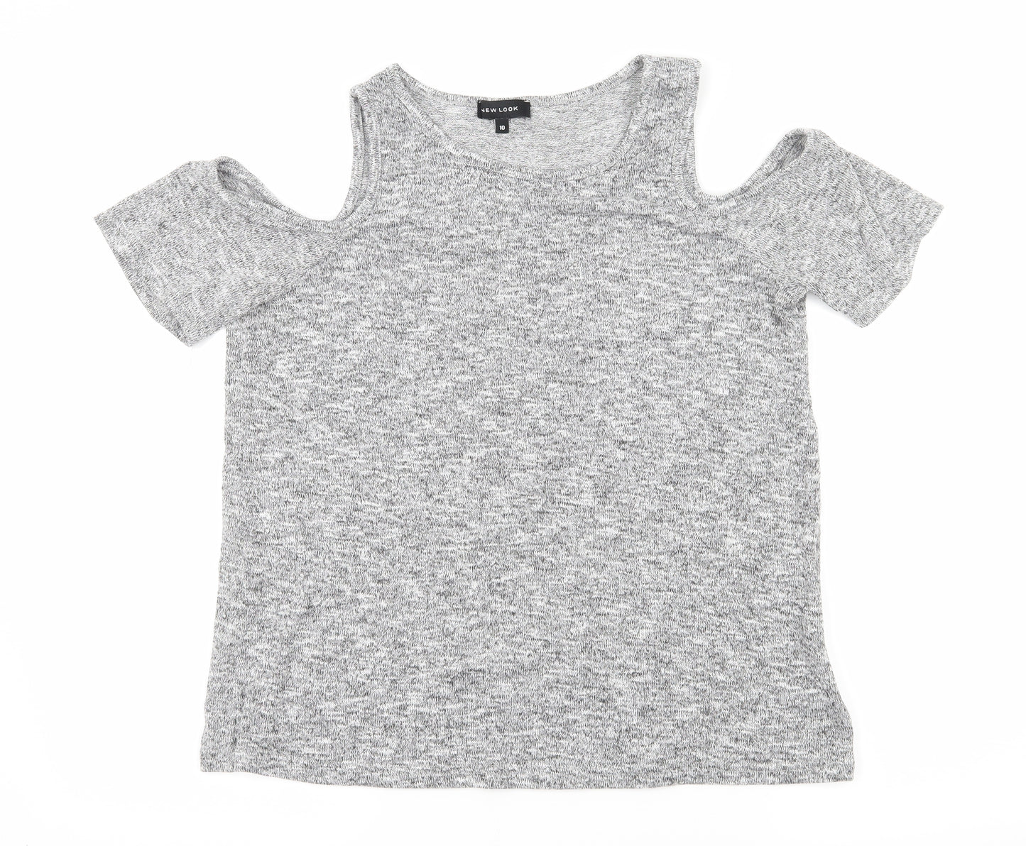 New Look Womens Grey  Jersey Basic T-Shirt Size 10  - Cut Out Shoulder