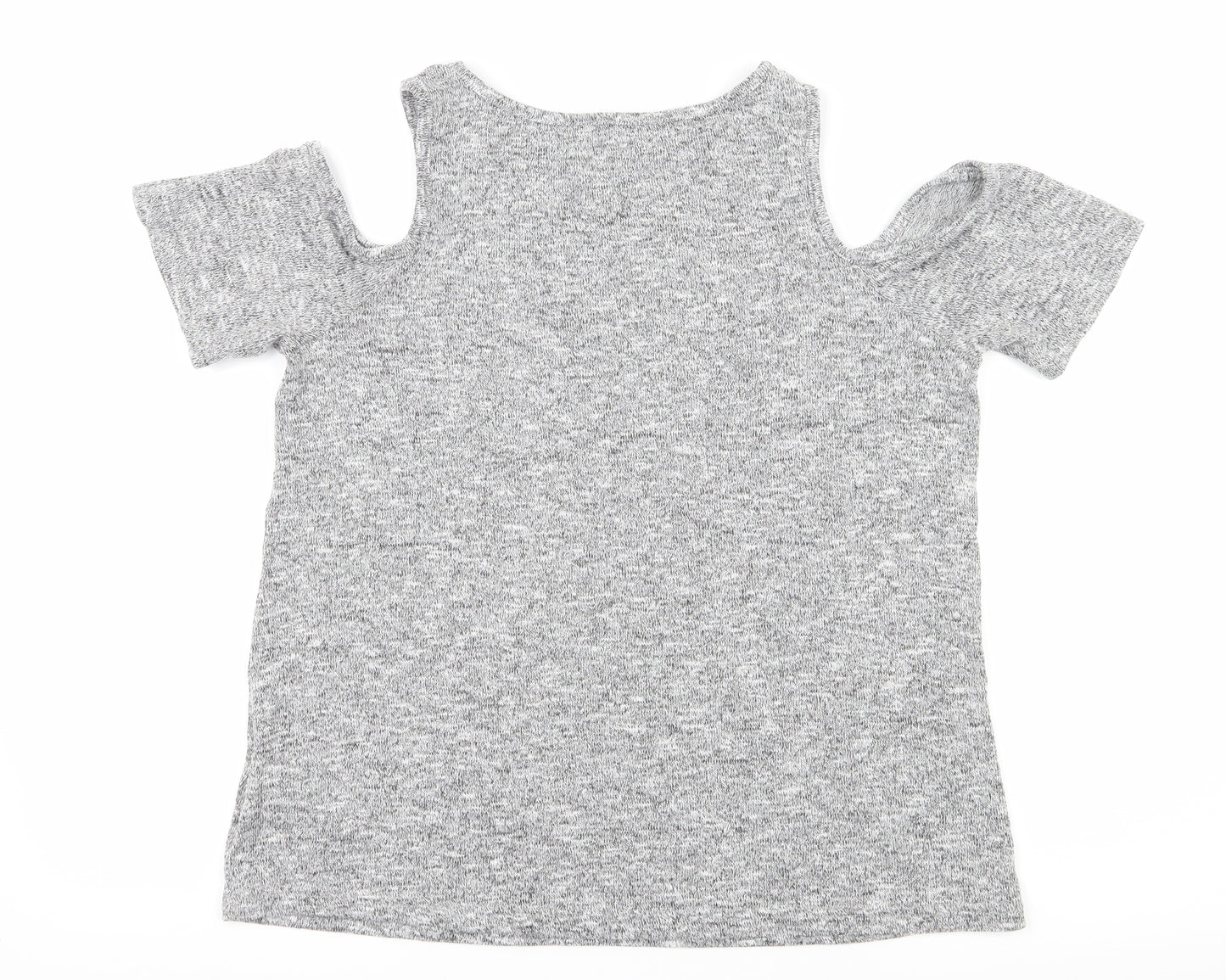 New Look Womens Grey  Jersey Basic T-Shirt Size 10  - Cut Out Shoulder