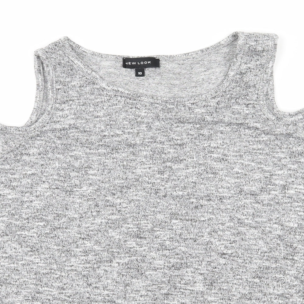 New Look Womens Grey  Jersey Basic T-Shirt Size 10  - Cut Out Shoulder