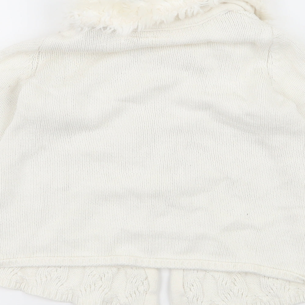 Strawberry Faire Girls White  Knit Cardigan Jumper Size 3-4 Years