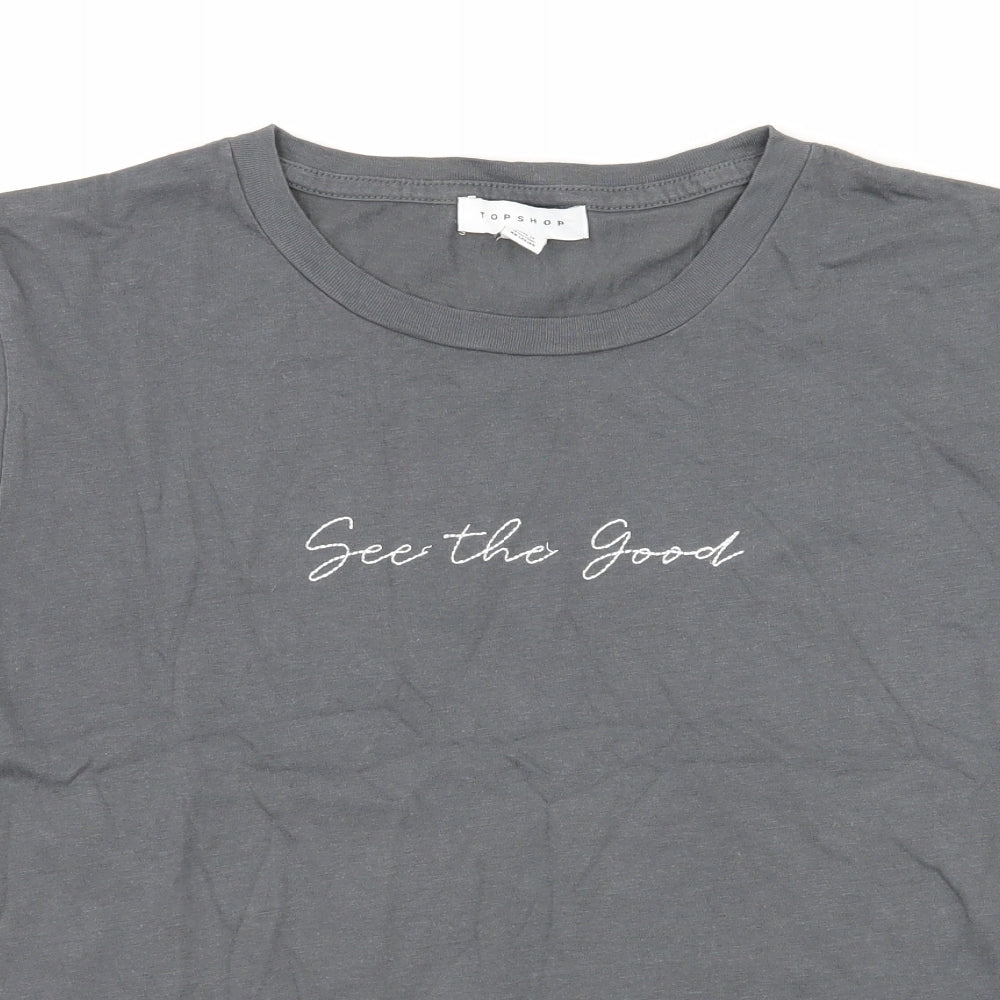 Topshop Womens Grey  Jersey Basic T-Shirt Size 6  - See The Good