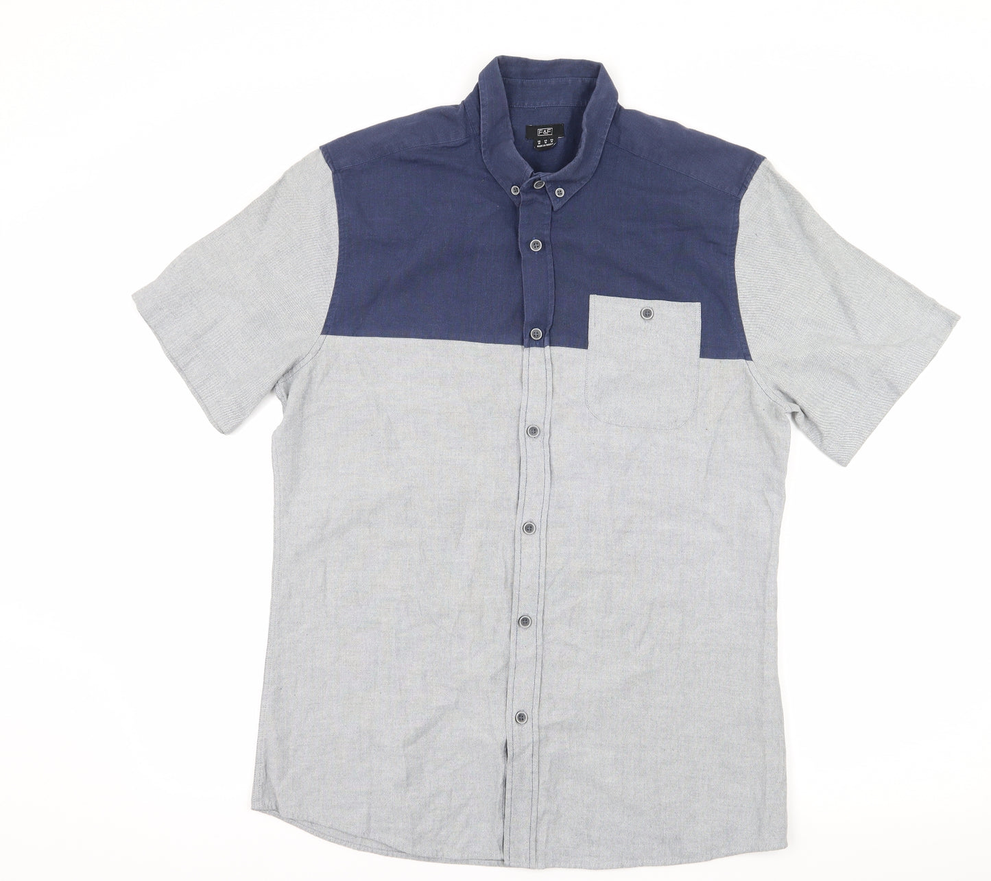 F&F Mens Green Colourblock   Button-Up Size M
