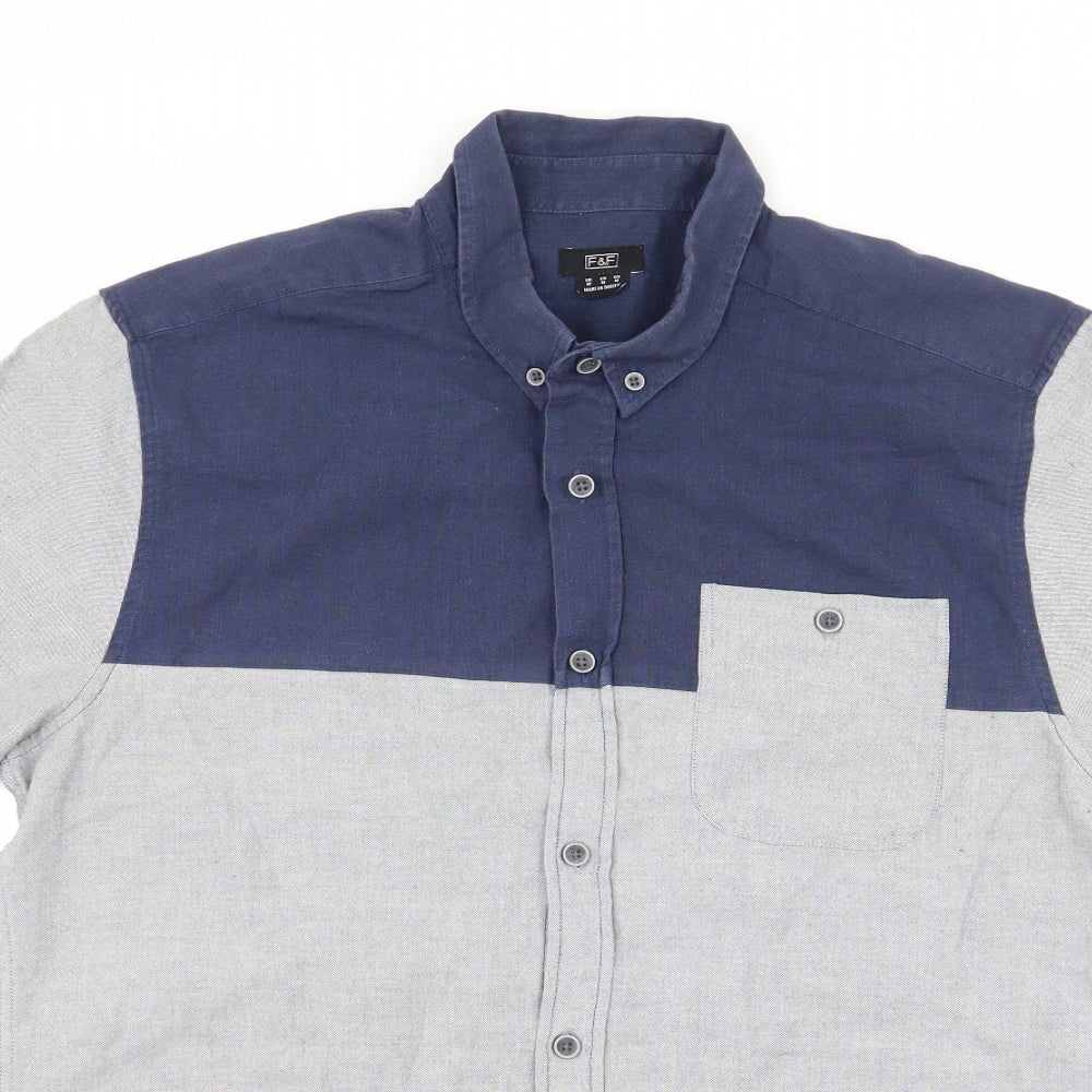 F&F Mens Green Colourblock   Button-Up Size M