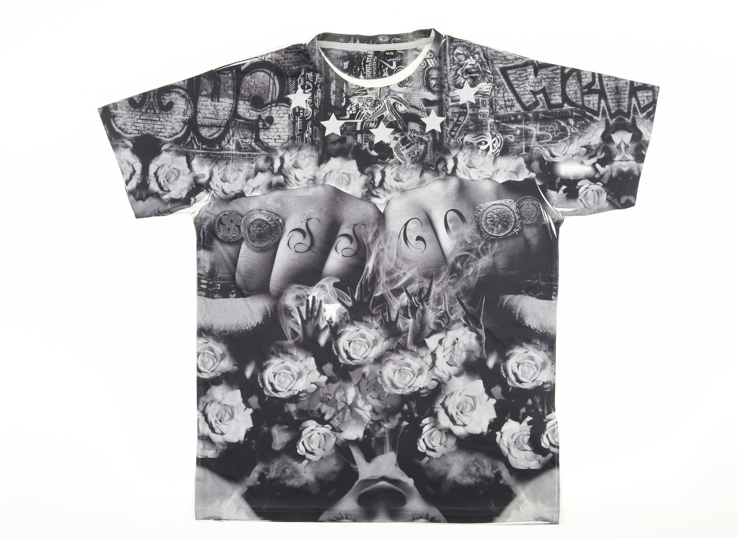Soul Star Mens Grey  Jersey  T-Shirt Size M  - Graffiti