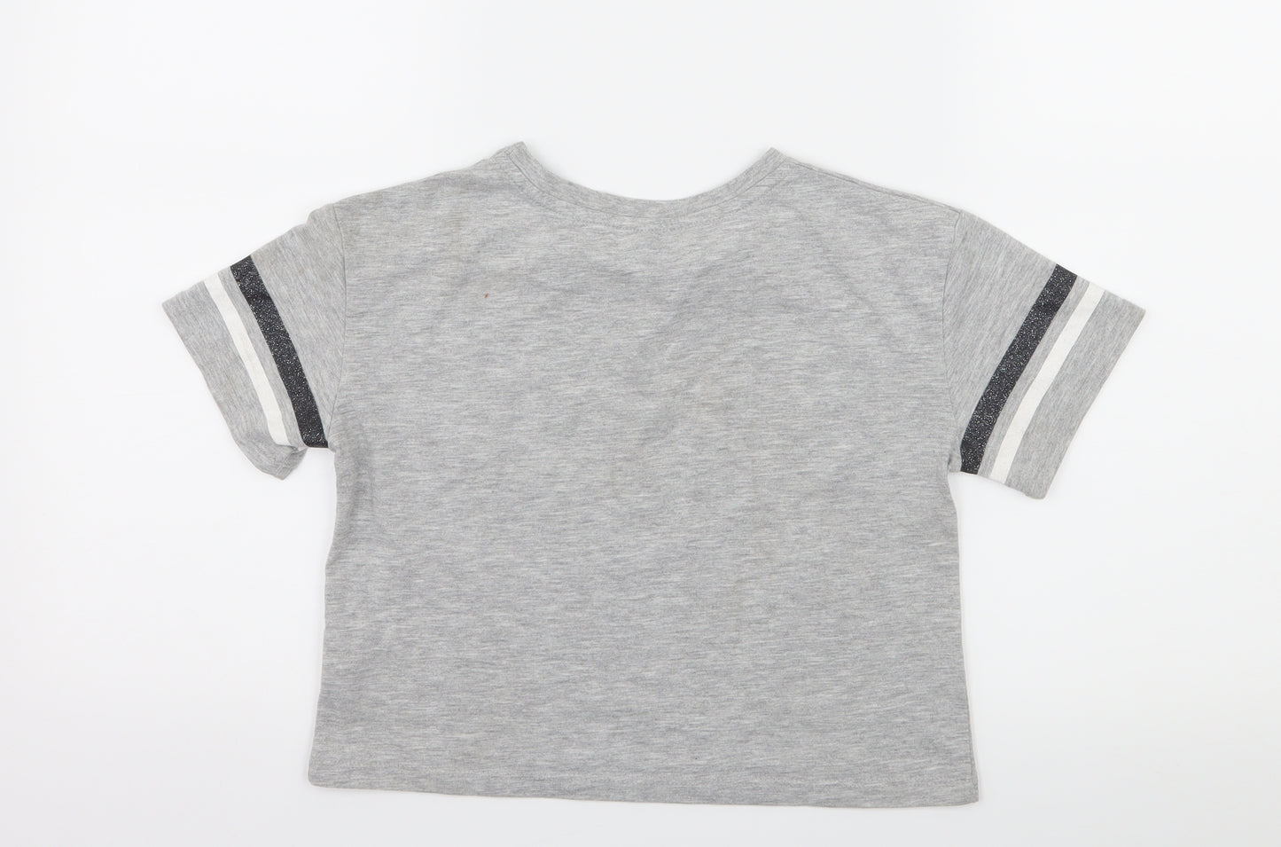 Primark Girls Grey Striped Jersey Basic T-Shirt Size 9-10 Years  - New York Vibes
