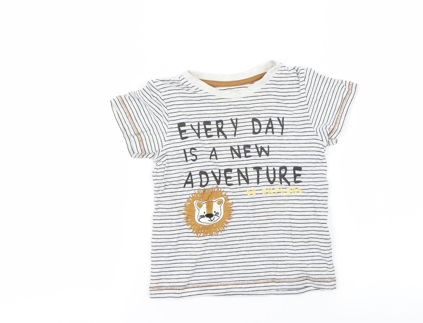 Preworn Boys White Striped  Basic T-Shirt Size 2-3 Years