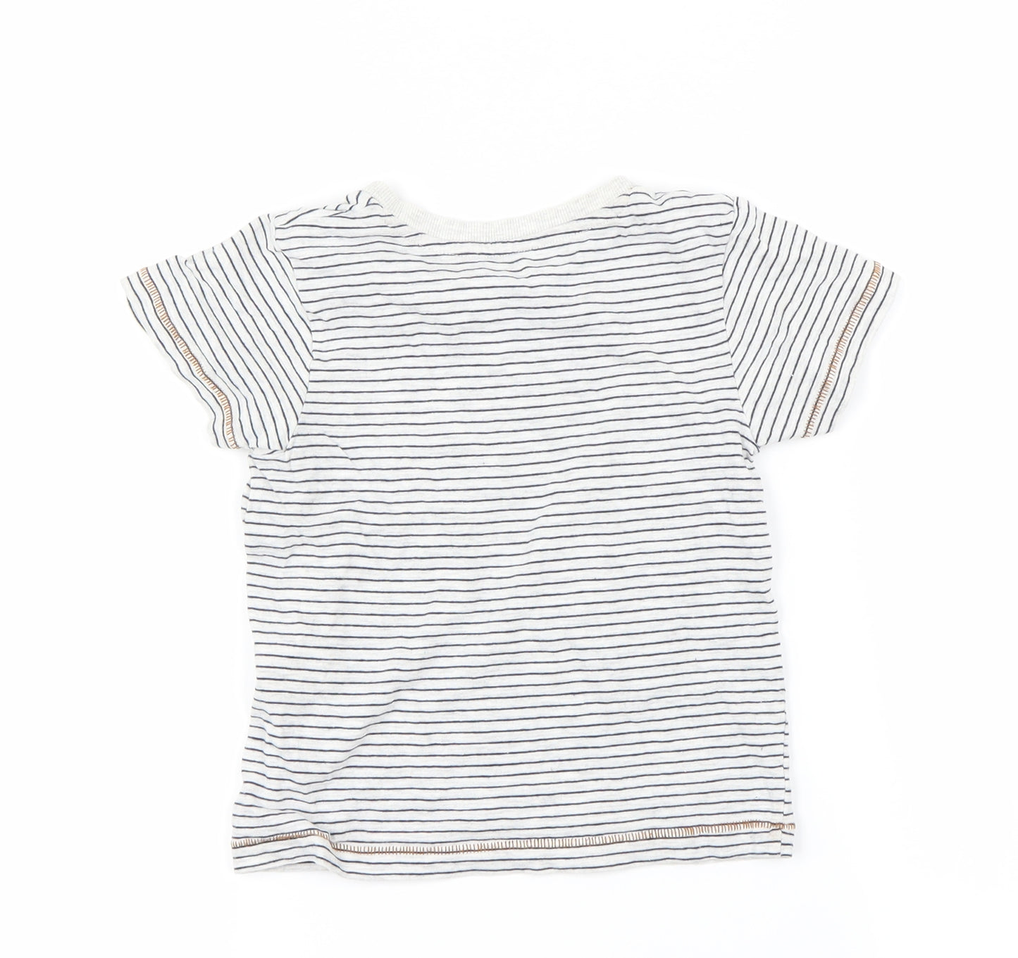 Preworn Boys White Striped  Basic T-Shirt Size 2-3 Years