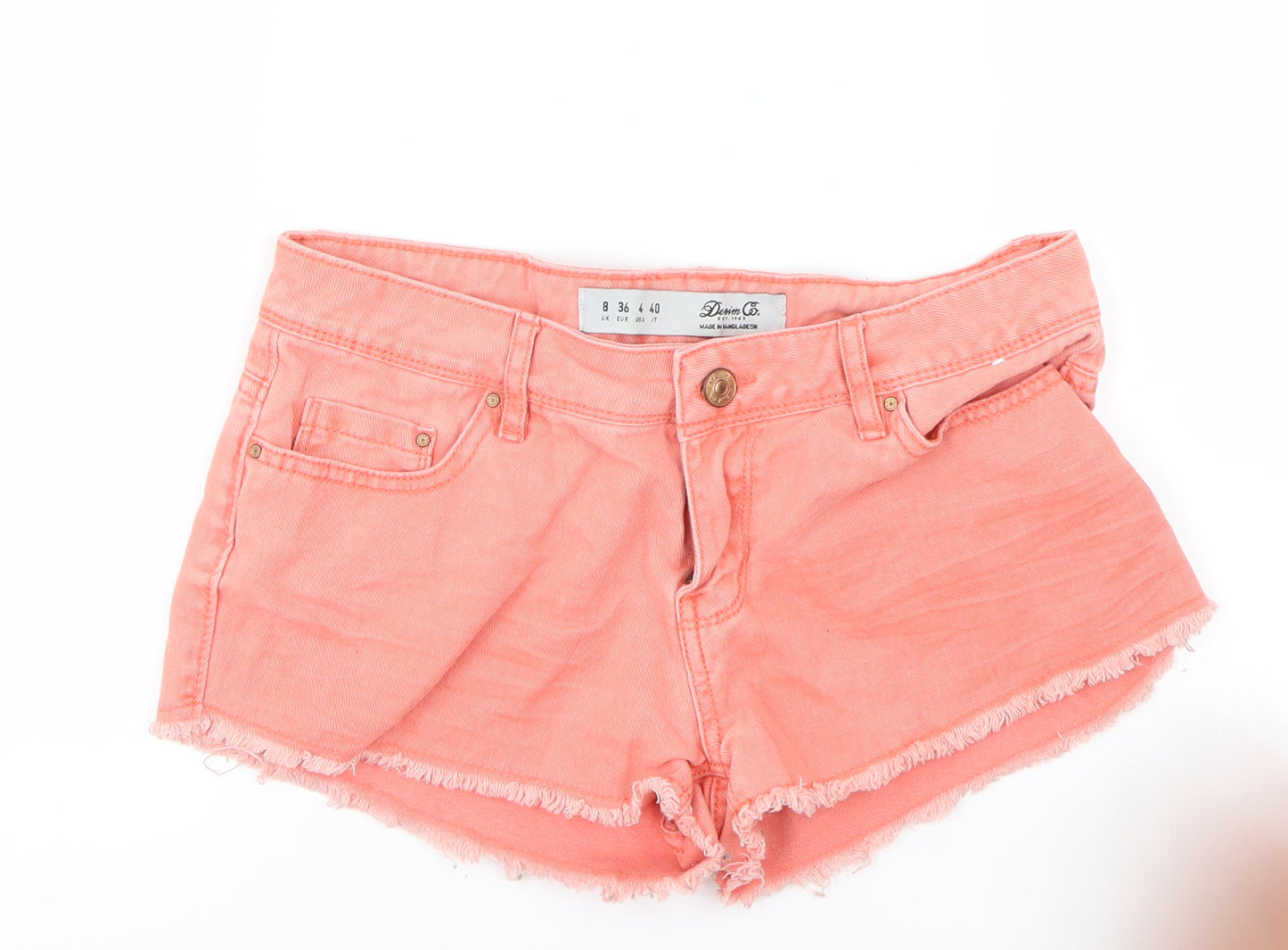 denim co Womens Orange   Cut-Off Shorts Size 8