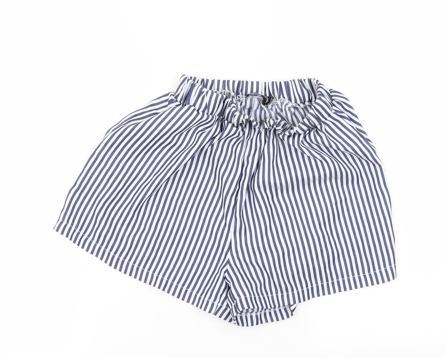 PRETTYLITTLETHING Womens Blue Striped  Cut-Off Shorts Size 10