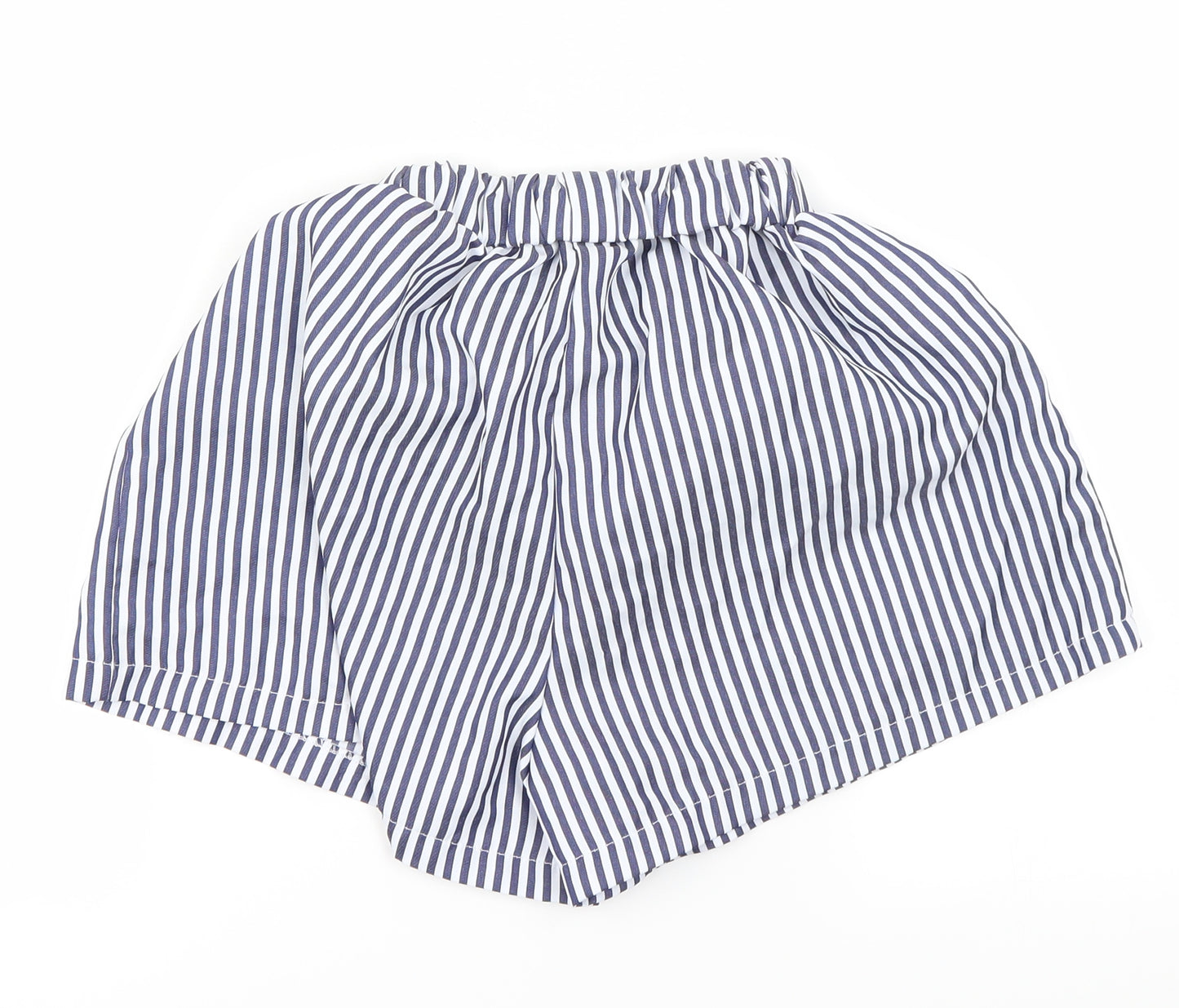 PRETTYLITTLETHING Womens Blue Striped  Cut-Off Shorts Size 10