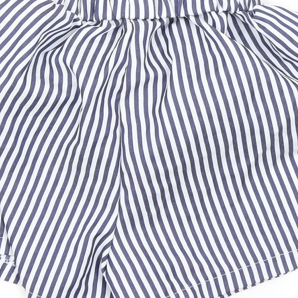 PRETTYLITTLETHING Womens Blue Striped  Cut-Off Shorts Size 10