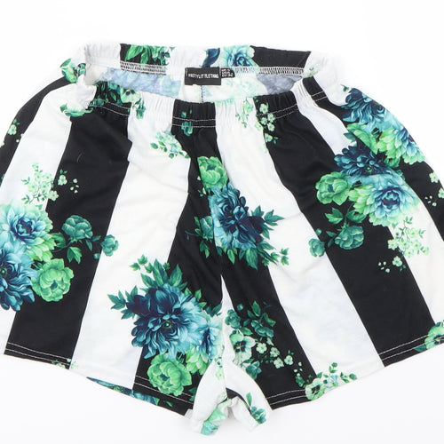 PRETTYLITTLETHING Womens White Striped  Cut-Off Shorts Size 8