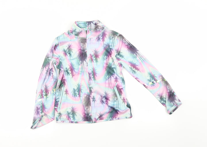 NEXT Girls Purple Floral Henley Jumper Size 8 Years