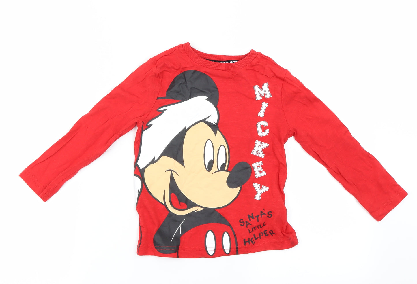 Disney Girls Red   Basic T-Shirt Size 3-4 Years
