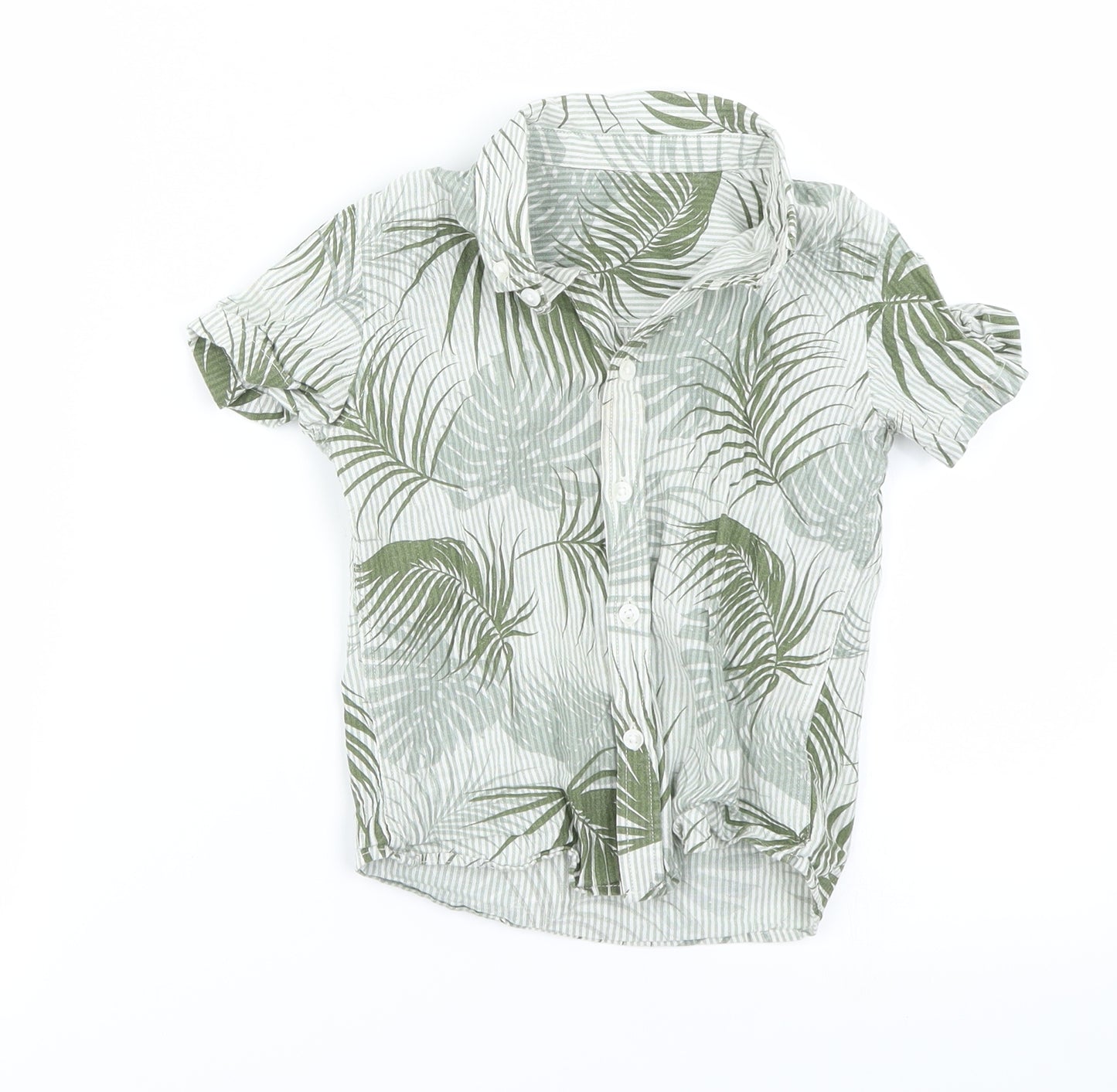 Preworn Boys Green Floral  Basic T-Shirt Size 2-3 Years