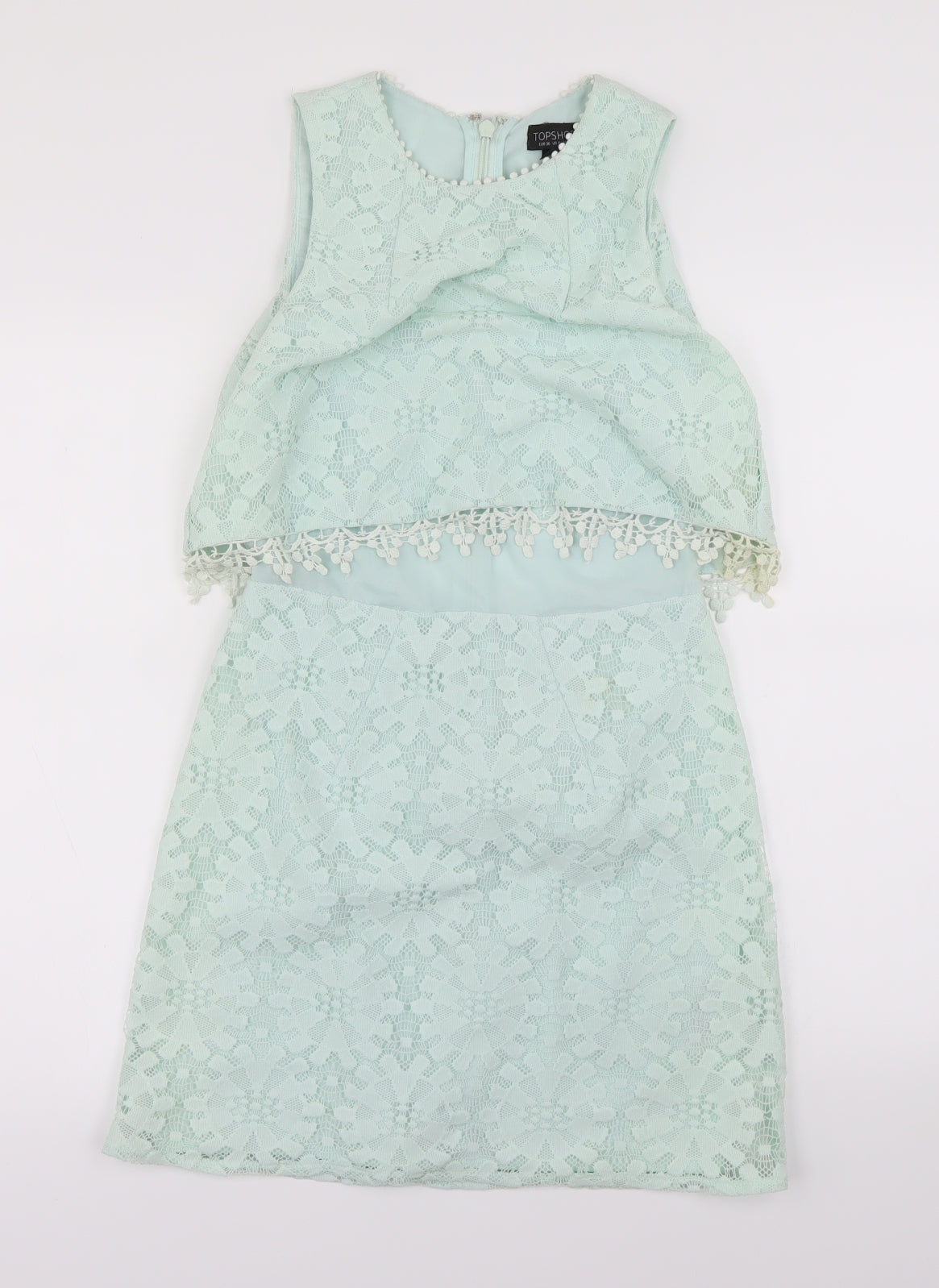 Topshop Womens Green Fair Isle  A-Line  Size 8