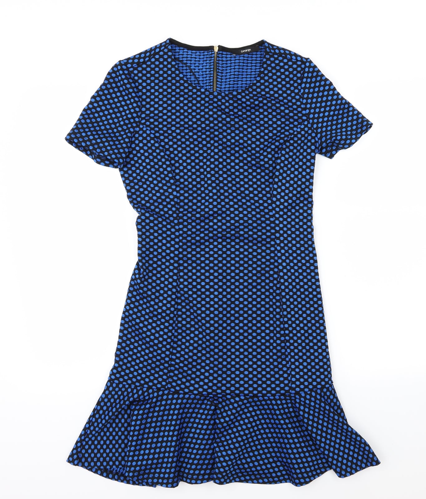 George Womens Blue Polka Dot  A-Line  Size 8