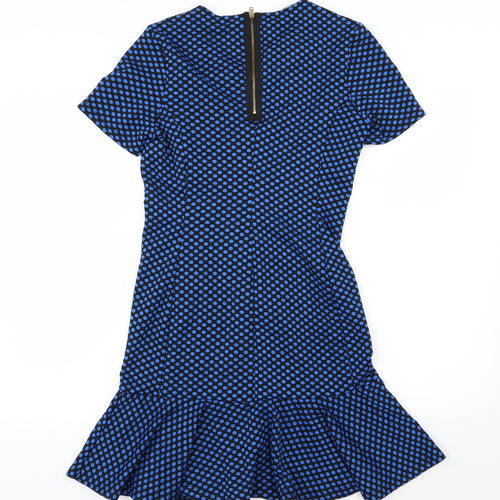 George Womens Blue Polka Dot  A-Line  Size 8