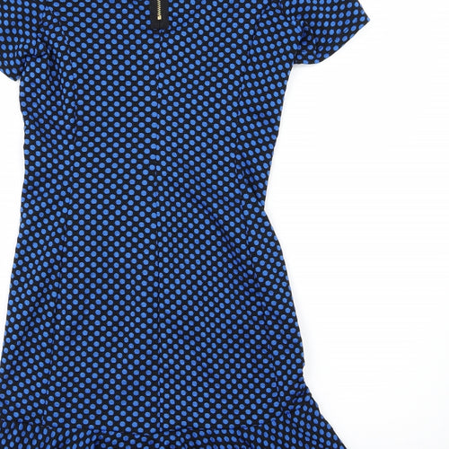 George Womens Blue Polka Dot  A-Line  Size 8