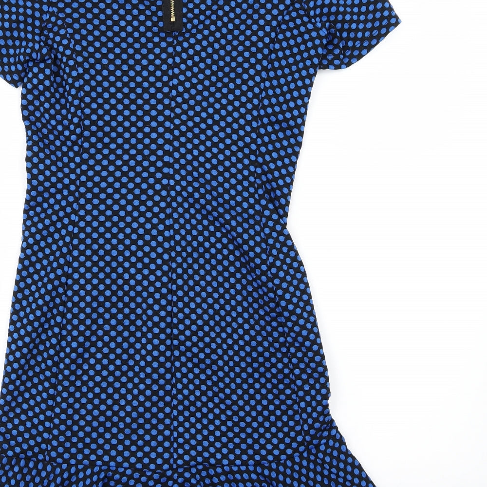 George Womens Blue Polka Dot  A-Line  Size 8