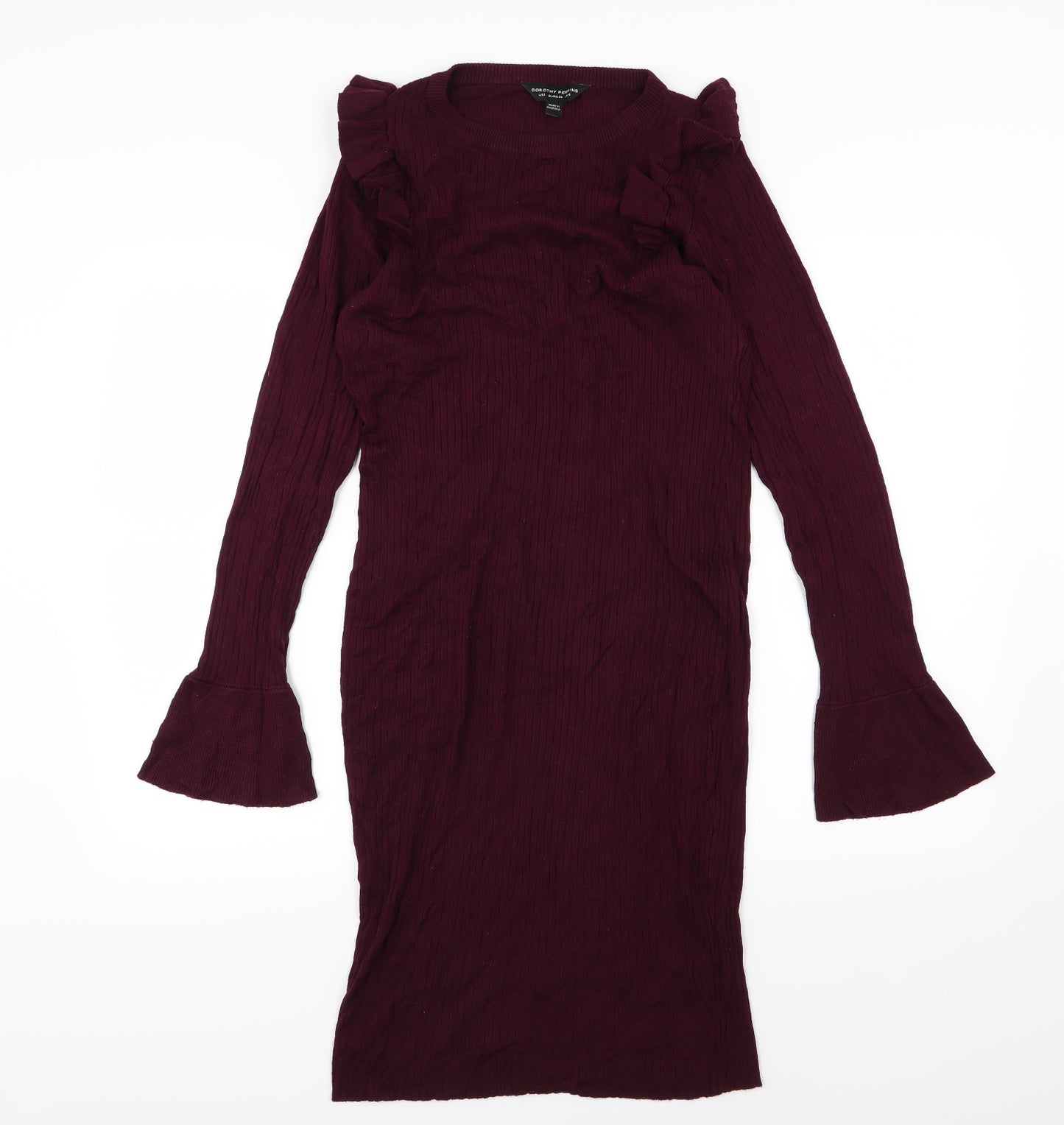 Dorothy Perkins Womens Red  Knit Jumper Dress  Size 6  - Burgundy