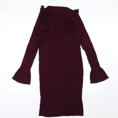 Dorothy Perkins Womens Red  Knit Jumper Dress  Size 6  - Burgundy