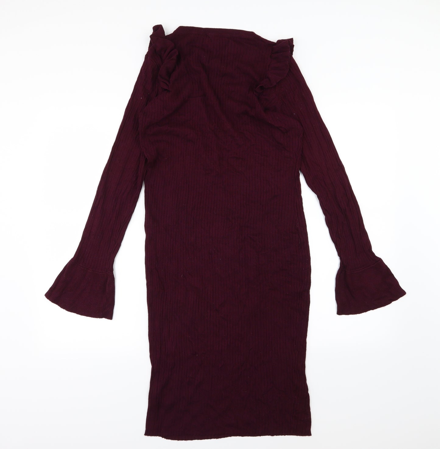Dorothy Perkins Womens Red  Knit Jumper Dress  Size 6  - Burgundy