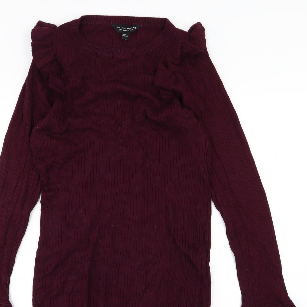 Dorothy Perkins Womens Red  Knit Jumper Dress  Size 6  - Burgundy
