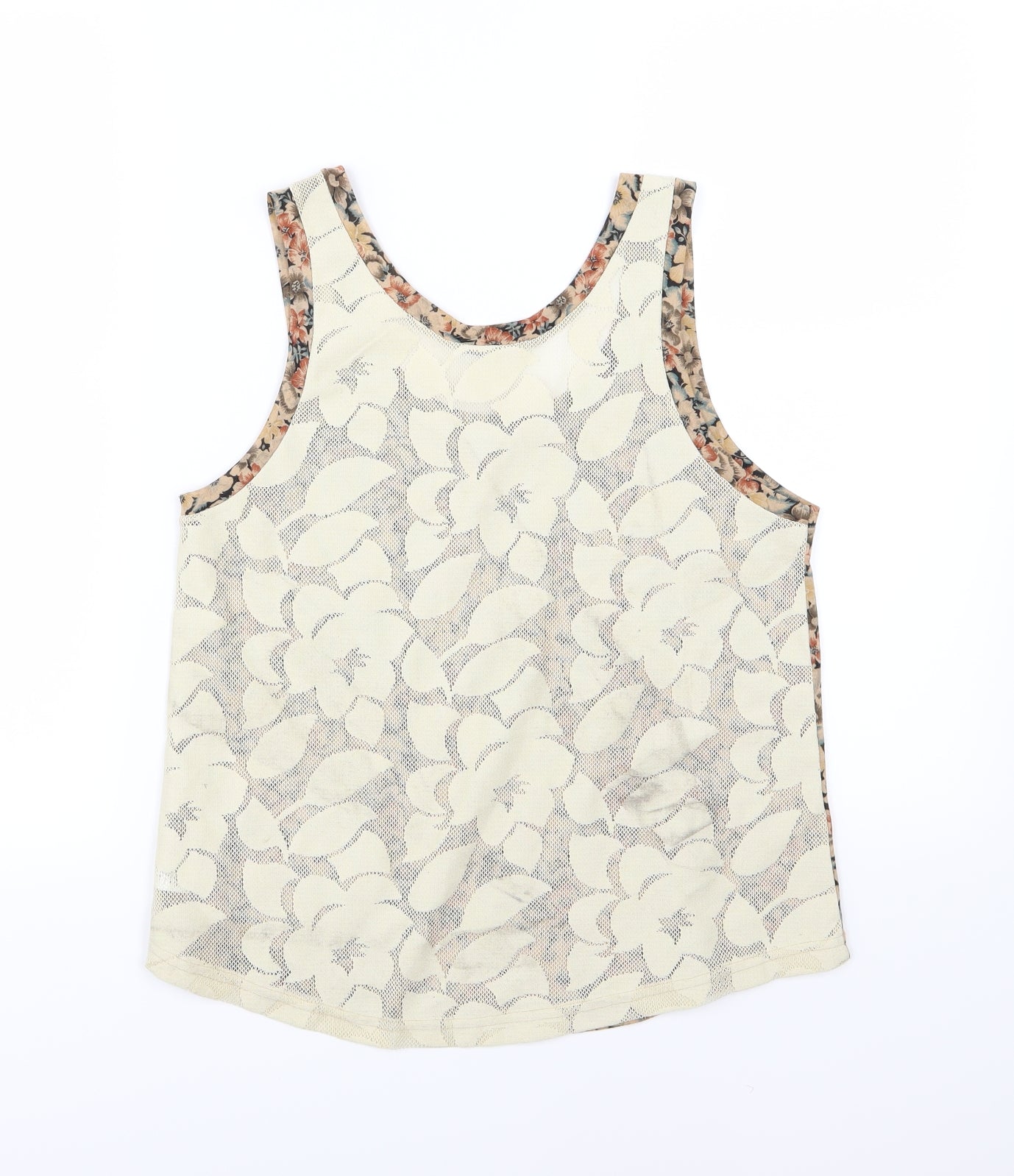 River Island Womens Beige Floral Jersey Basic T-Shirt Size 12