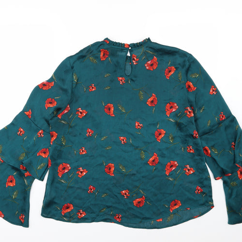 Primark Womens Green Floral Chiffon Basic Blouse Size 16  - Poppy Print