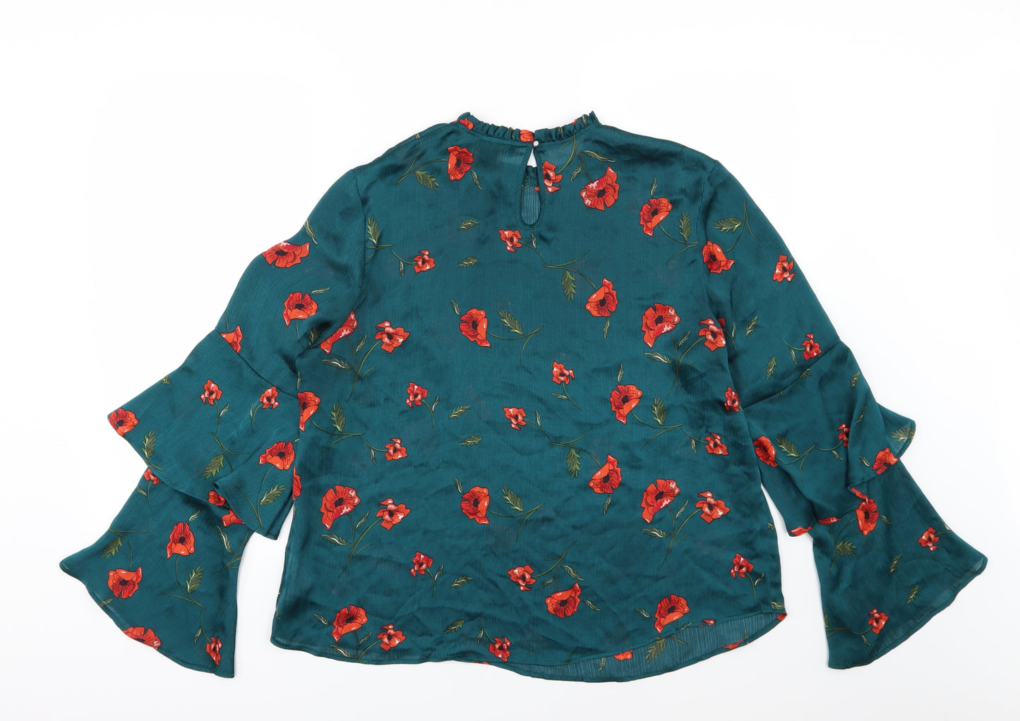 Primark Womens Green Floral Chiffon Basic Blouse Size 16  - Poppy Print