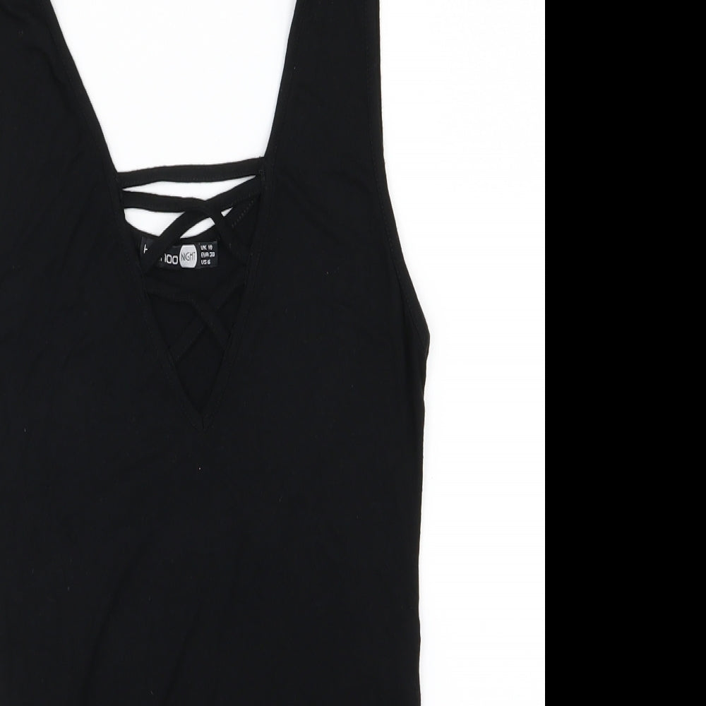 Boohoo Womens Black  Jersey Basic T-Shirt Size 10  - Body Suit