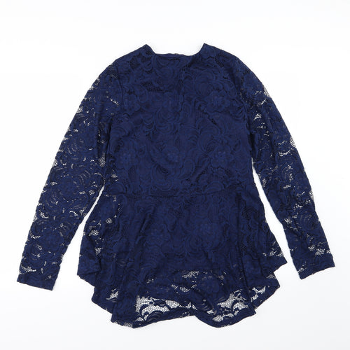 Quiz Womens Blue Floral  Basic Blouse Size 14