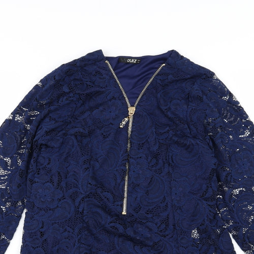 Quiz Womens Blue Floral  Basic Blouse Size 14