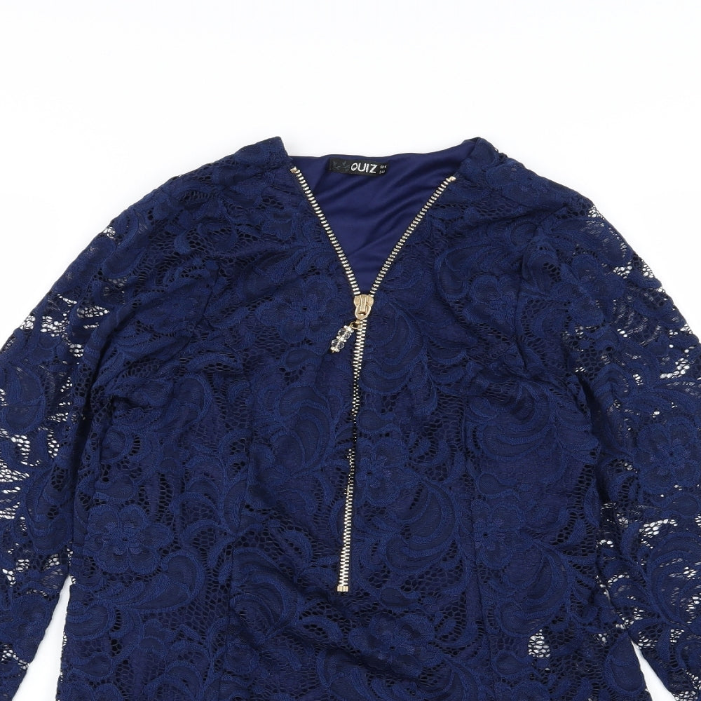 Quiz Womens Blue Floral  Basic Blouse Size 14