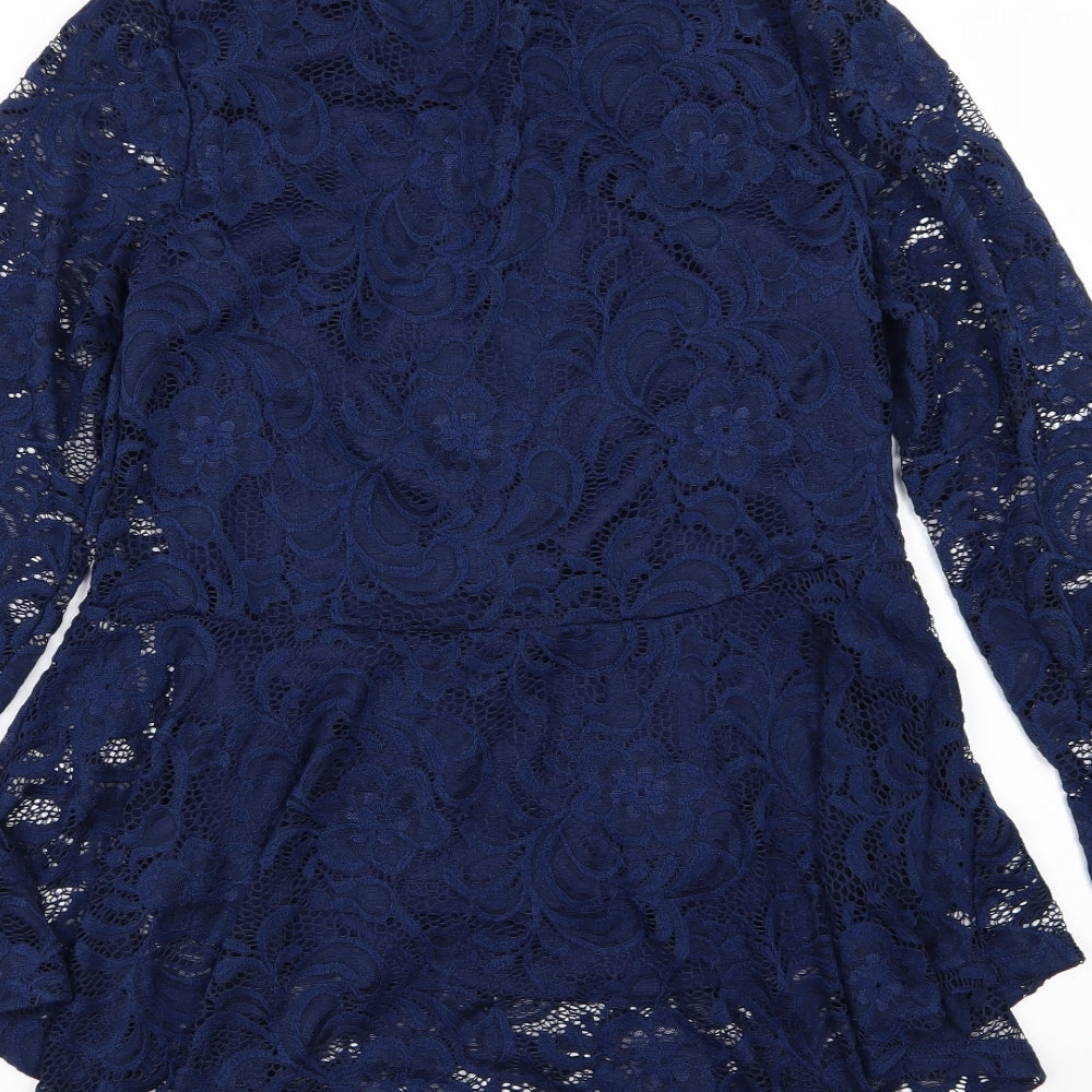 Quiz Womens Blue Floral  Basic Blouse Size 14