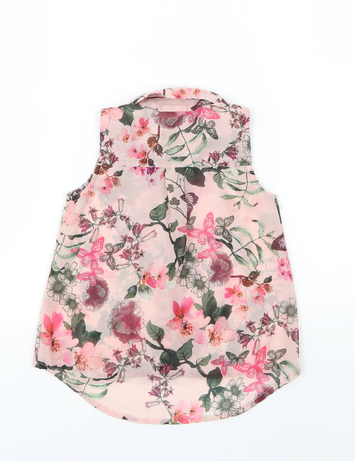 E-vie Girls Pink Floral Chiffon Basic Blouse Size 4 Years