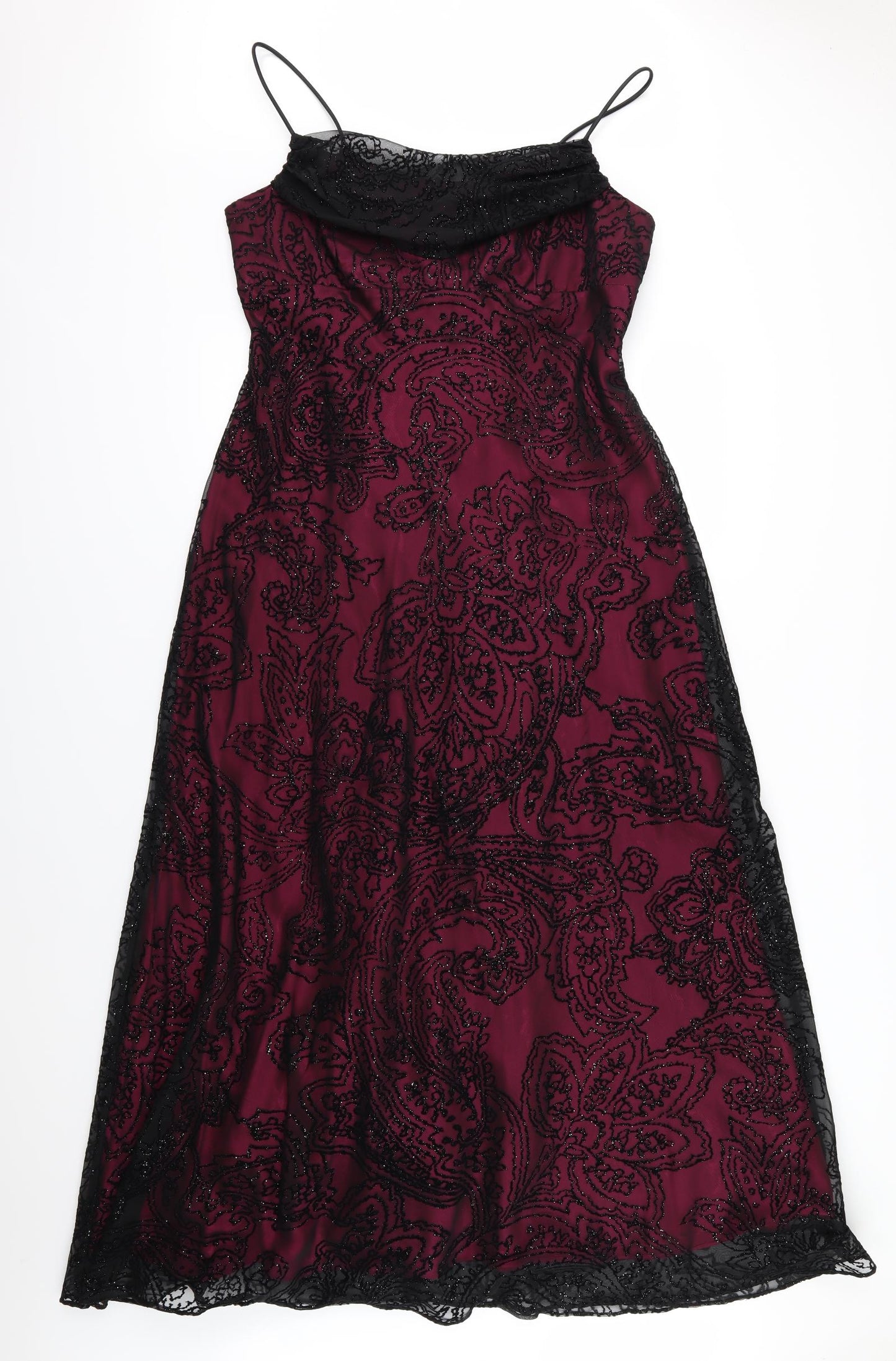 Roman Womens Black Floral  Ball Gown  Size 16  - pink