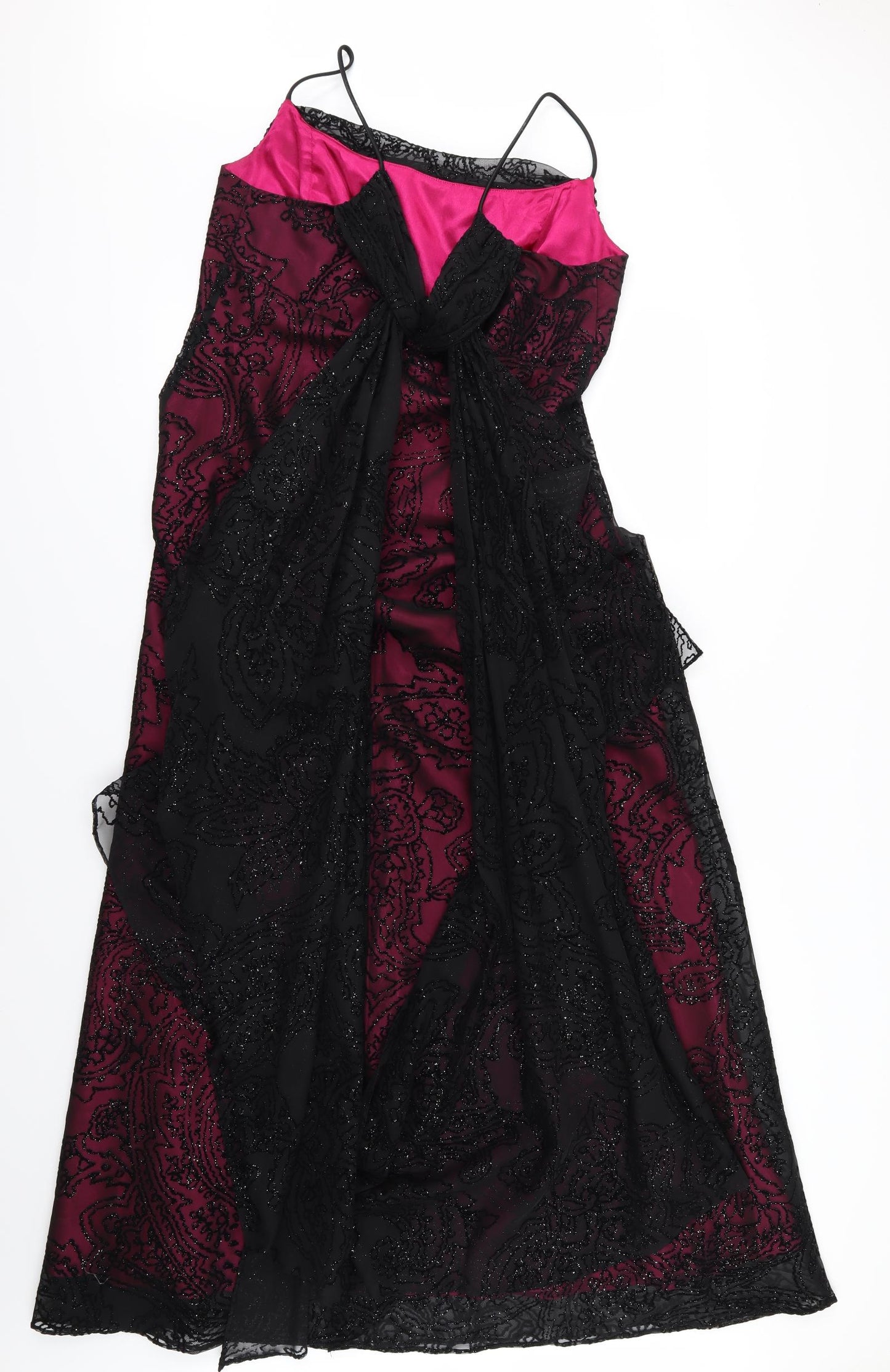 Roman Womens Black Floral  Ball Gown  Size 16  - pink