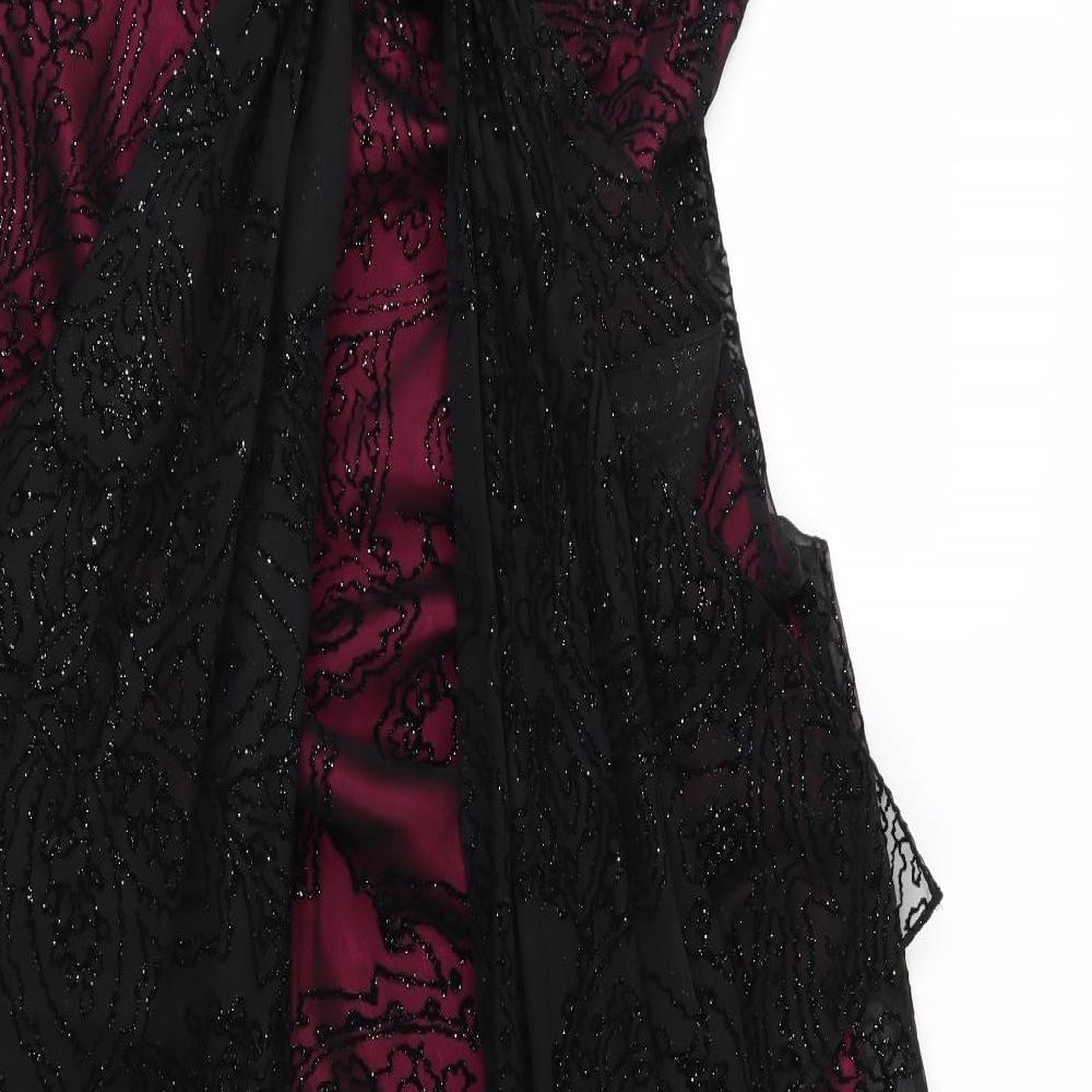 Roman Womens Black Floral  Ball Gown  Size 16  - pink