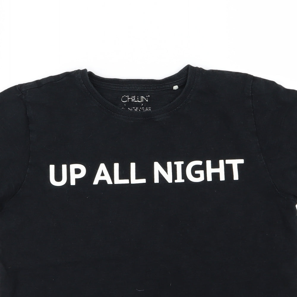 NEXT Boys Black  Jersey  Pyjama Top Size 13 Years  - up all night