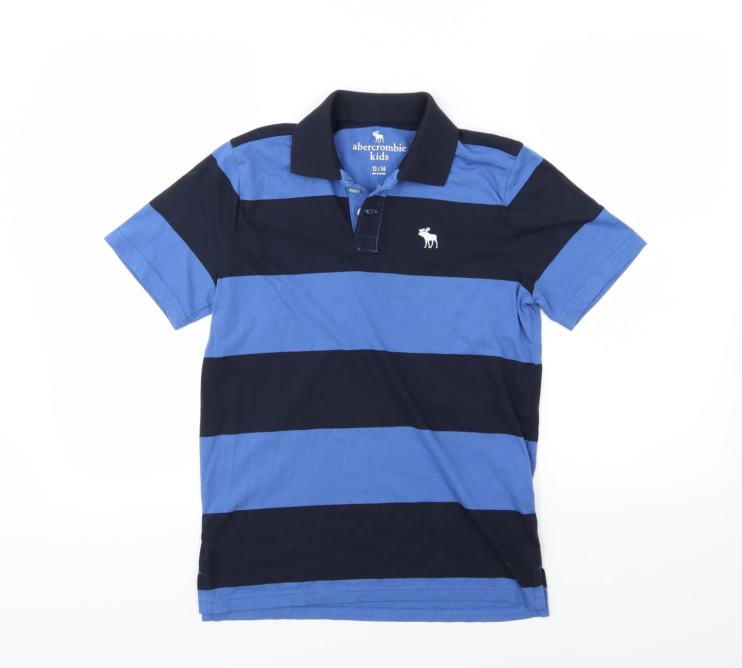abercrombie kids Boys Blue Striped Jersey Basic Polo Size 13-14 Years