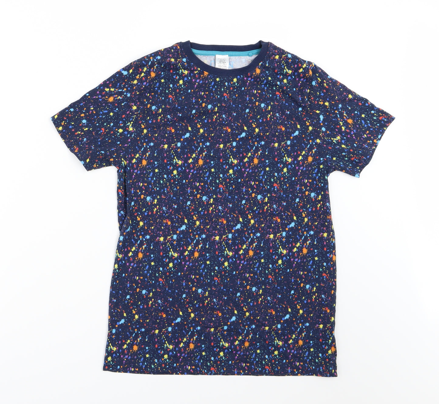 NEXT Boys Blue  Jersey Basic T-Shirt Size 12 Years  - Paint Splat