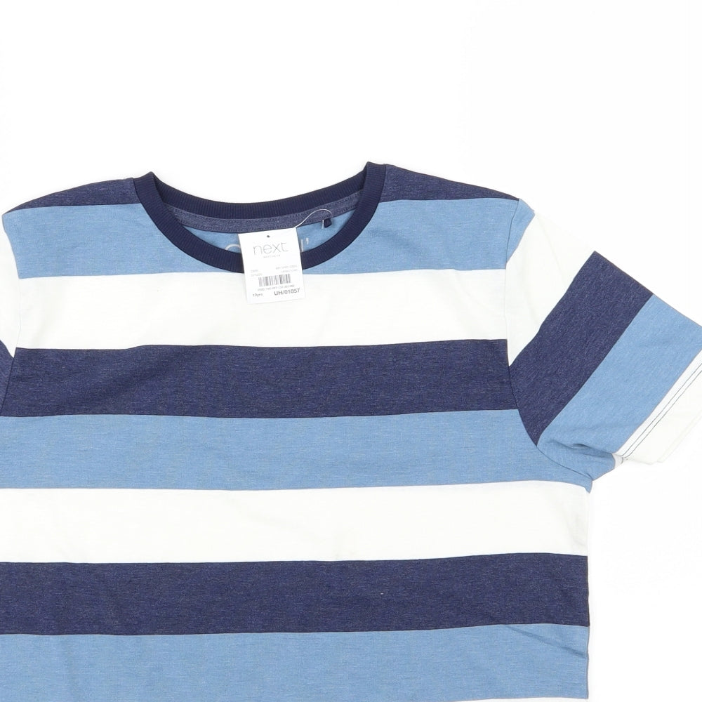 NEXT Boys Blue Striped Jersey Basic T-Shirt Size 13 Years
